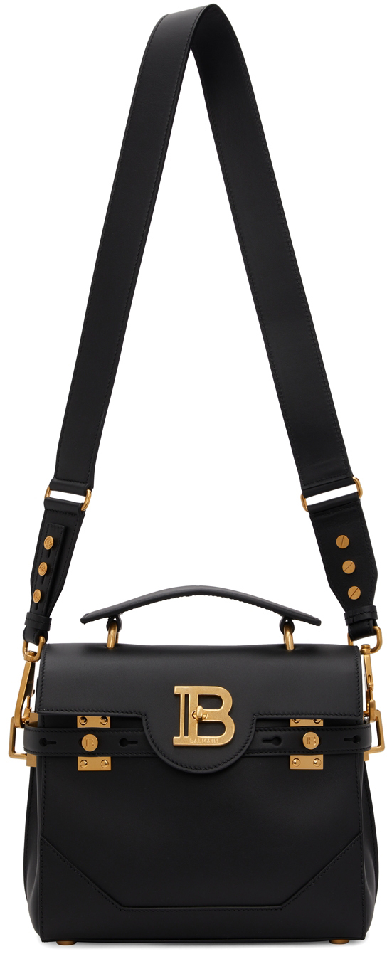 B Buzz 24 Leather Shoulder Bag in Black - Balmain