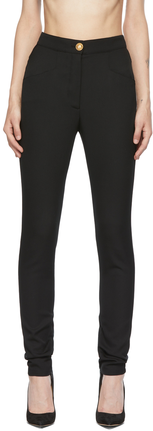 Balmain Black Wool Skinny-Fit Trousers