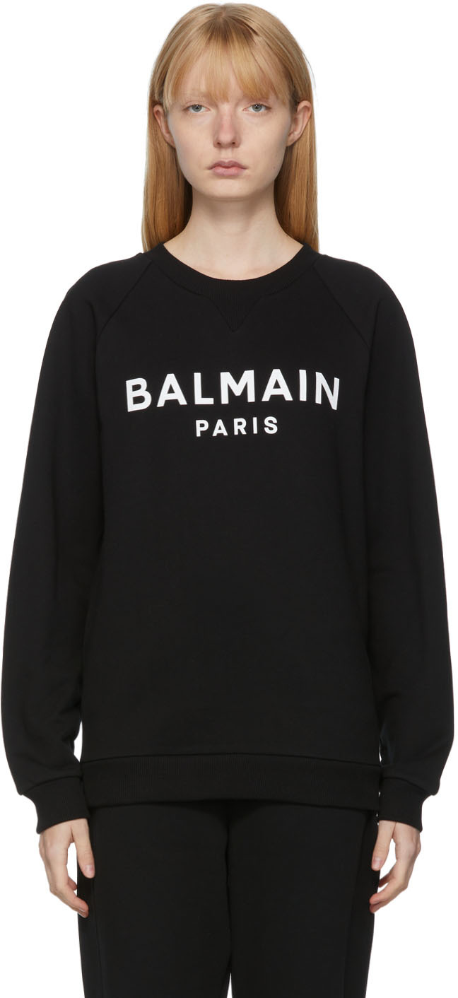 Balmain Black Print Logo Sweatshirt | Smart Closet