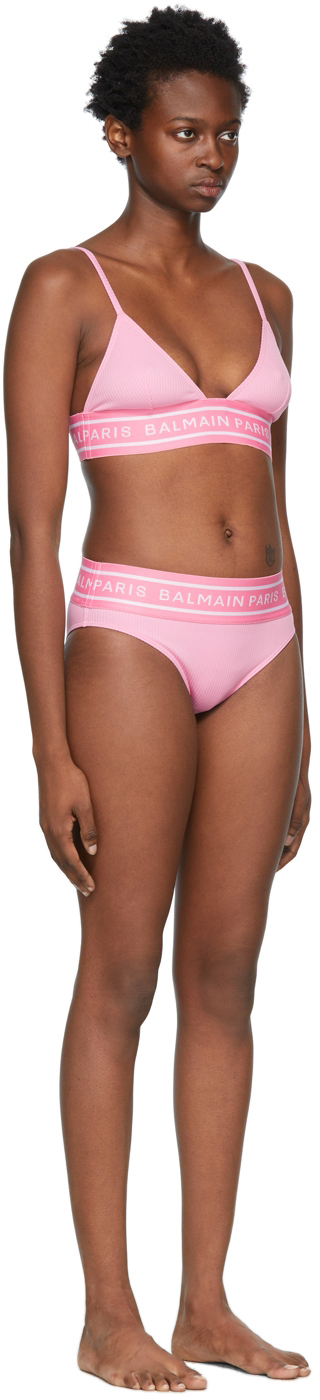 Balmain Pink Monogram Triangle Bikini