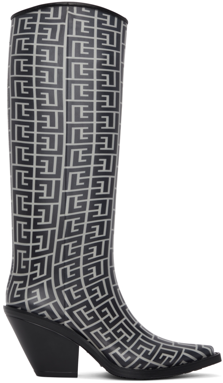 Balmain Black & Beige Rubber Monogram Tessa Boots