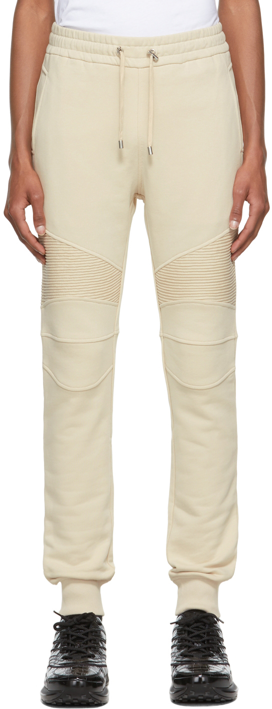 Beige Ribbed Lounge Pants by Balmain on 