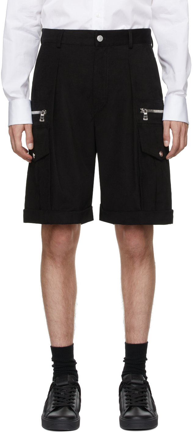 Balmain Black Cargo Bermuda Shorts