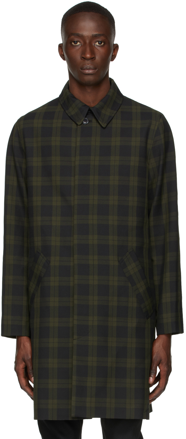 Click to view more detailed imagery on our partner's website A.p.c. Khaki Checked Single-breasted Coat In Jaa Khaki