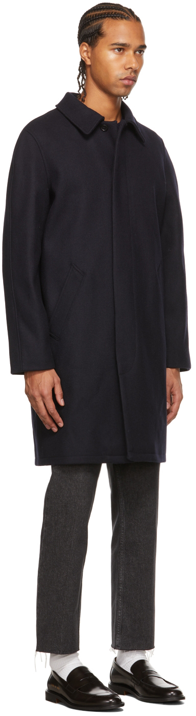 A.P.C. Navy Wool Auster Mac Coat | Smart Closet