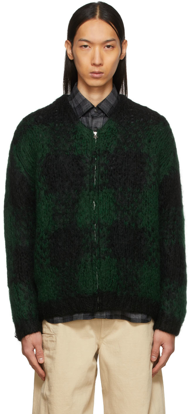 Green Check Cardigan SSENSE Men Clothing Sweaters Cardigans 