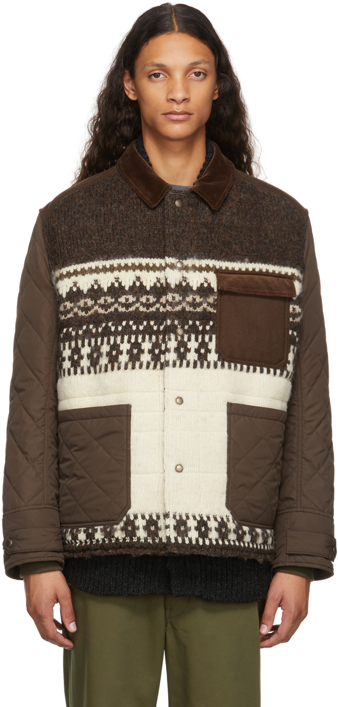 Junya Watanabe Brown & White Sweater Jacket | Smart Closet