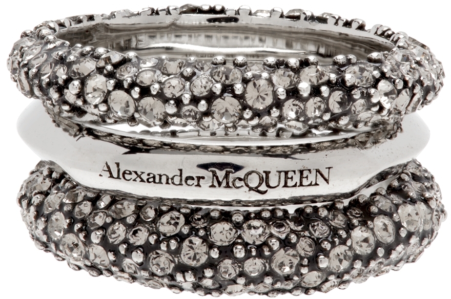 Alexander McQueen Silver Punk Triple Ring