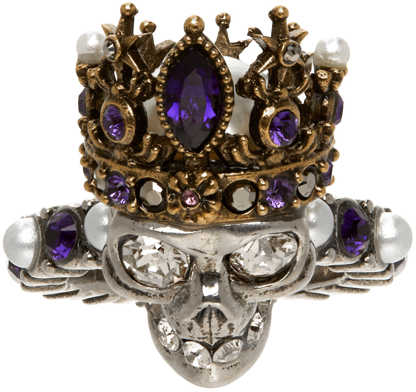 Alexander McQueen: Silver Skull Queen Ring | SSENSE