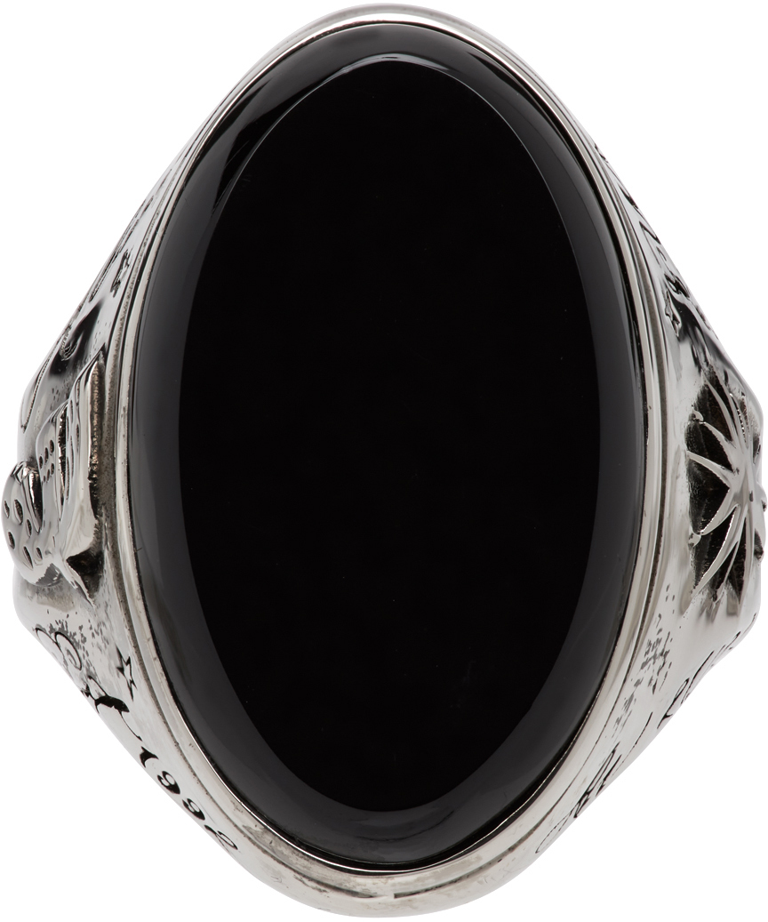 The Faceted Stone Ring in Antique silver | Alexander McQueen ES