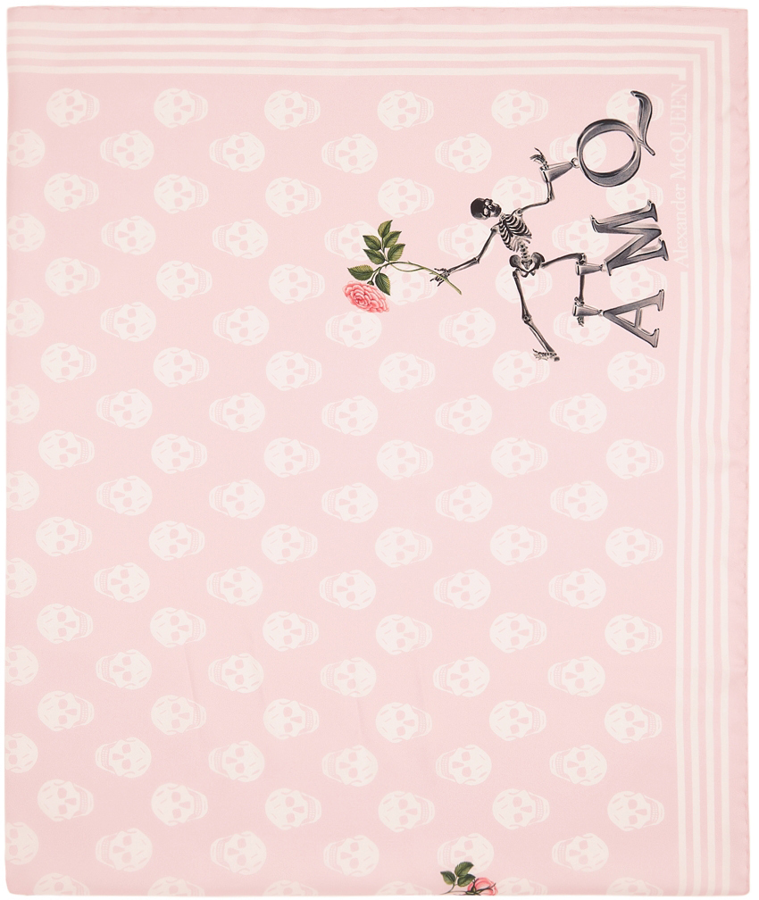 ピンク シルク Flower Biker スカーフ