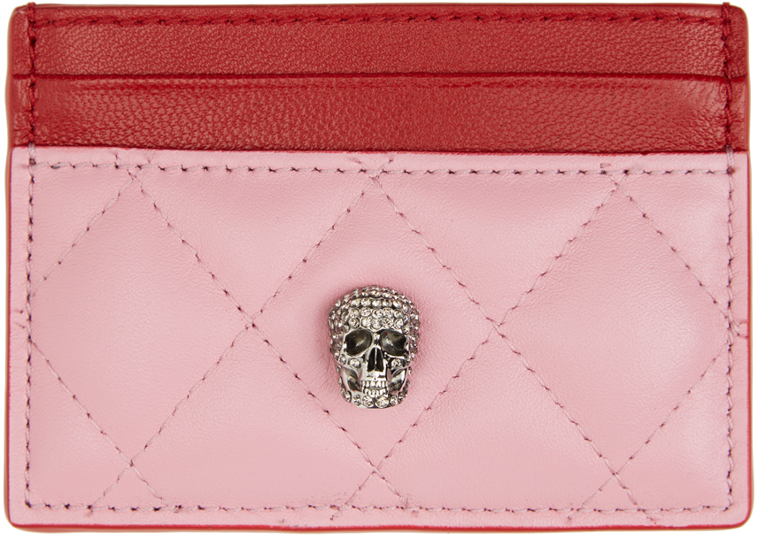 Alexander McQueen Pink & Red Pave Skull Card Holder
