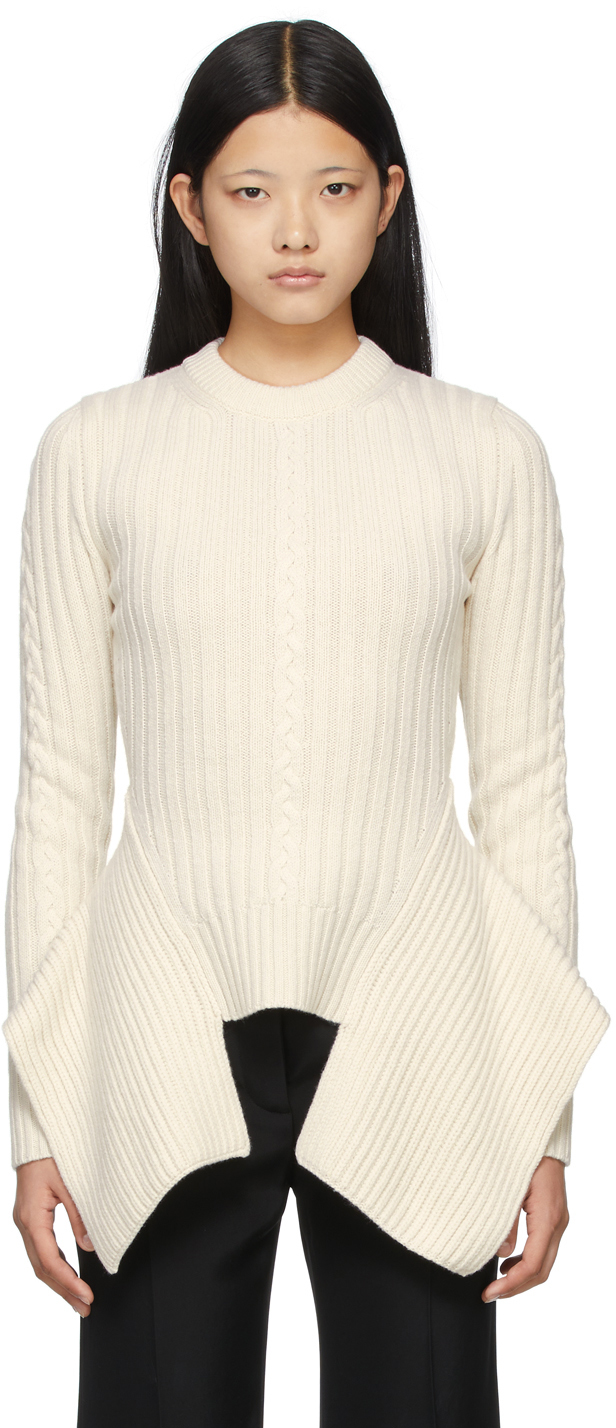 Alexander McQueen Off-White Engineered Cable Knit Sweater