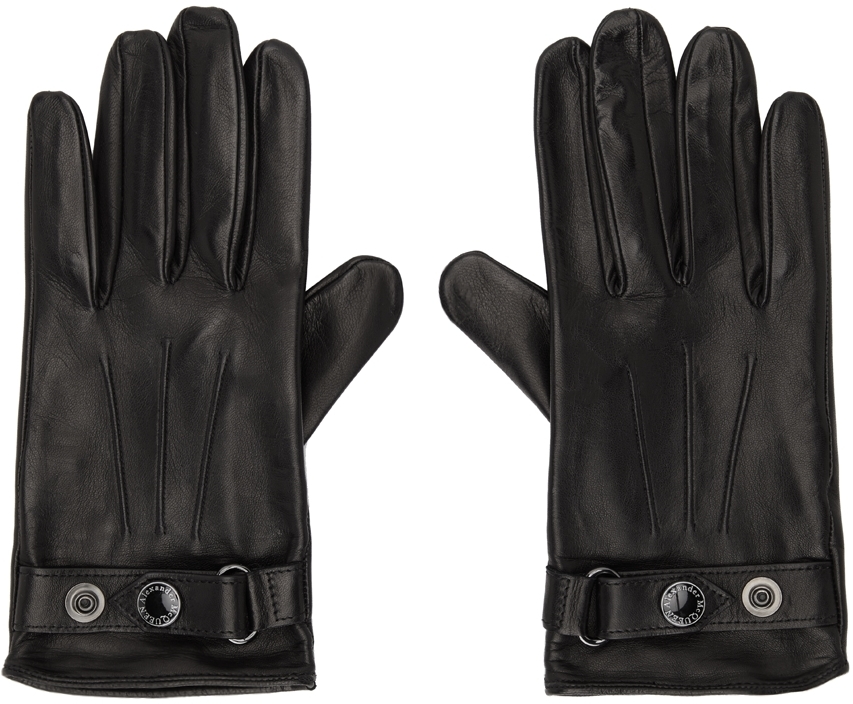 SSENSE Men Accessories Gloves Black & Silver Leather New Biker Gloves 