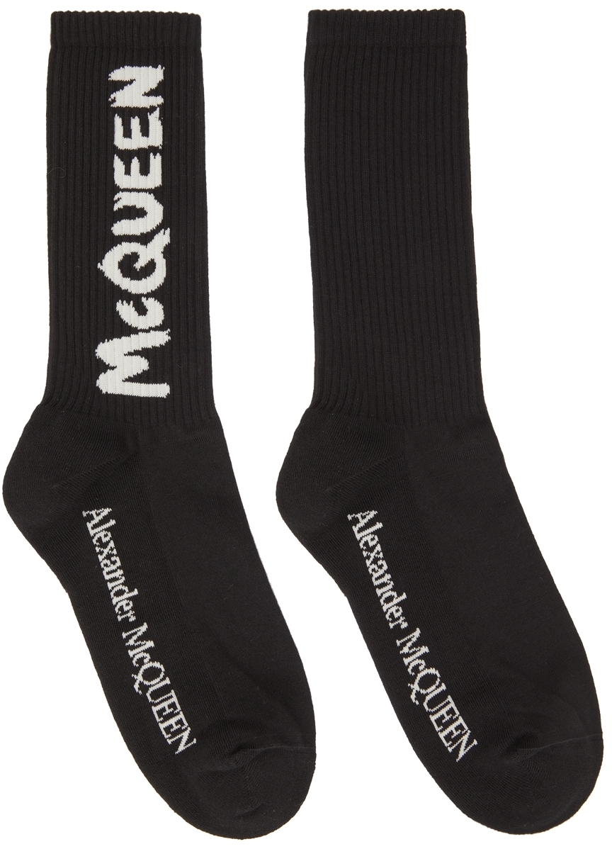 Black & Off-White Graffiti Socks