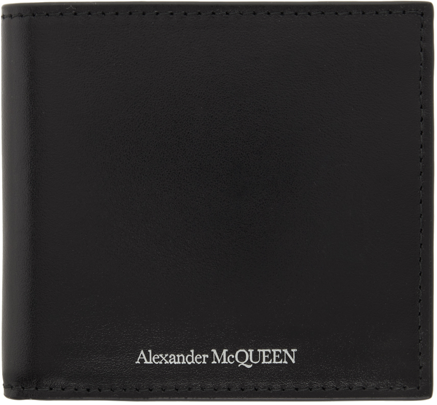 Mens Accessories Wallets and cardholders Alexander McQueen Leather Graffiti Logo Bifold Wallet in Black for Men 