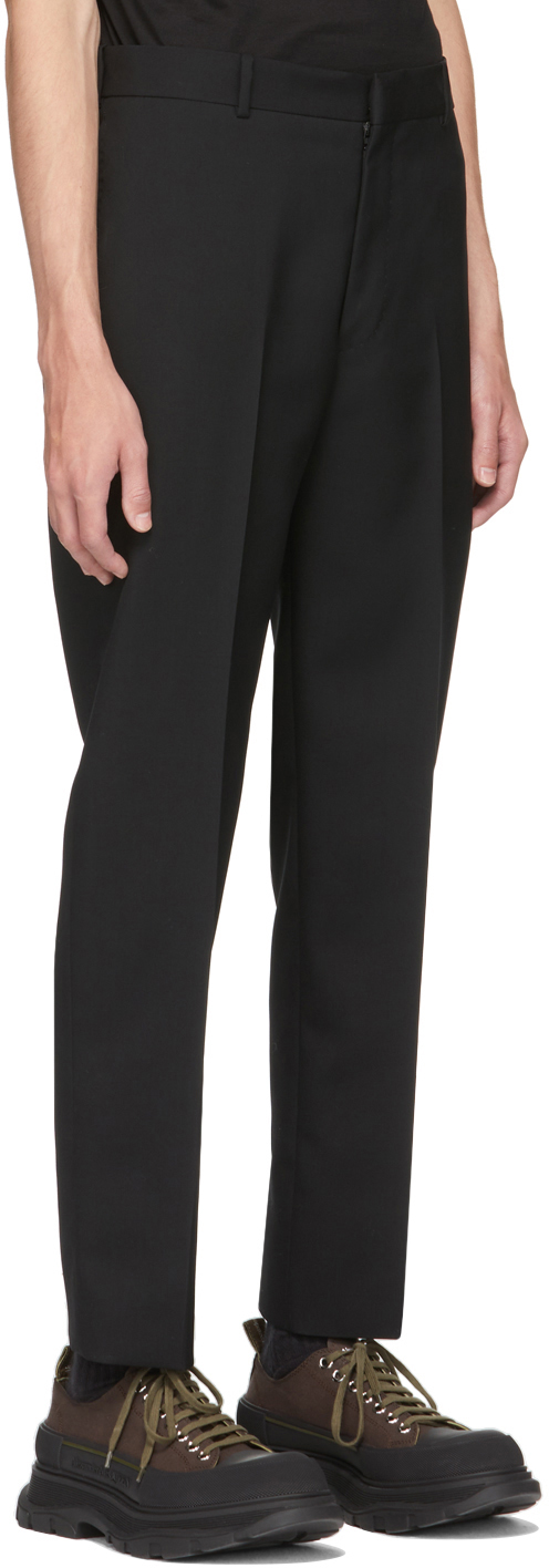 Mid Rise Wool Cigarette Pants in Black - Alexander Mc Queen