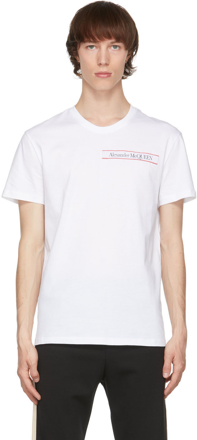 Alexander McQueen White Selvedge Logo Tape T-Shirt