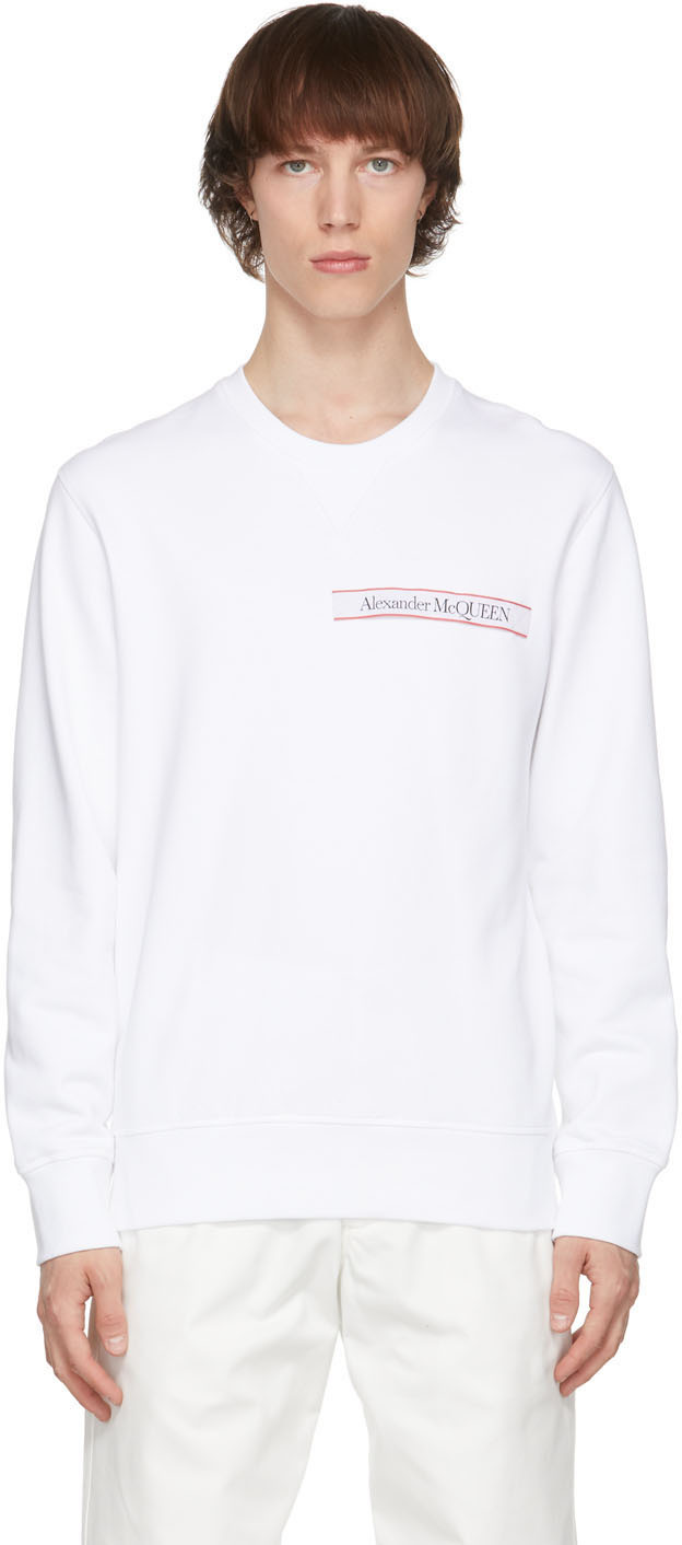 Alexander McQueen White Selvedge Logo Tape Sweatshirt