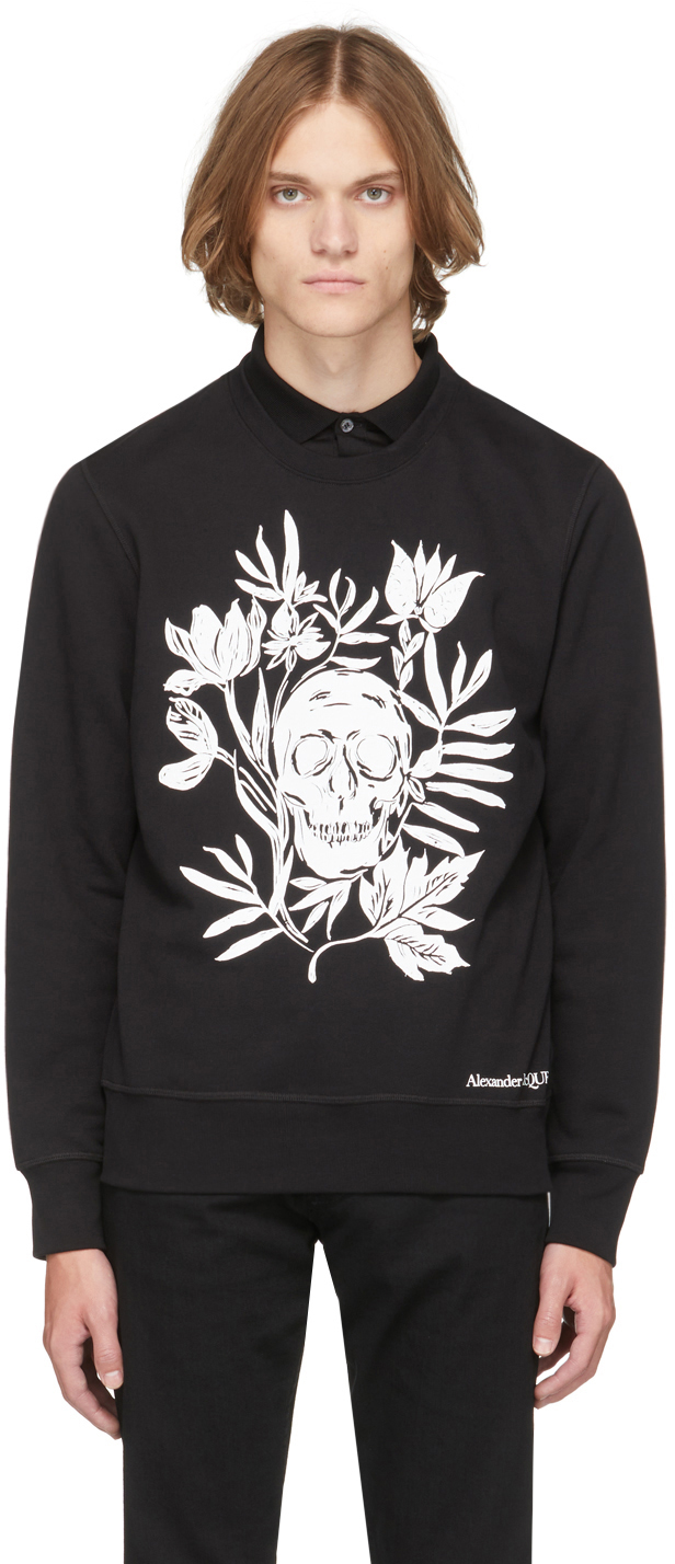 Alexander McQueen Black Skull Leaves Sweatshirt