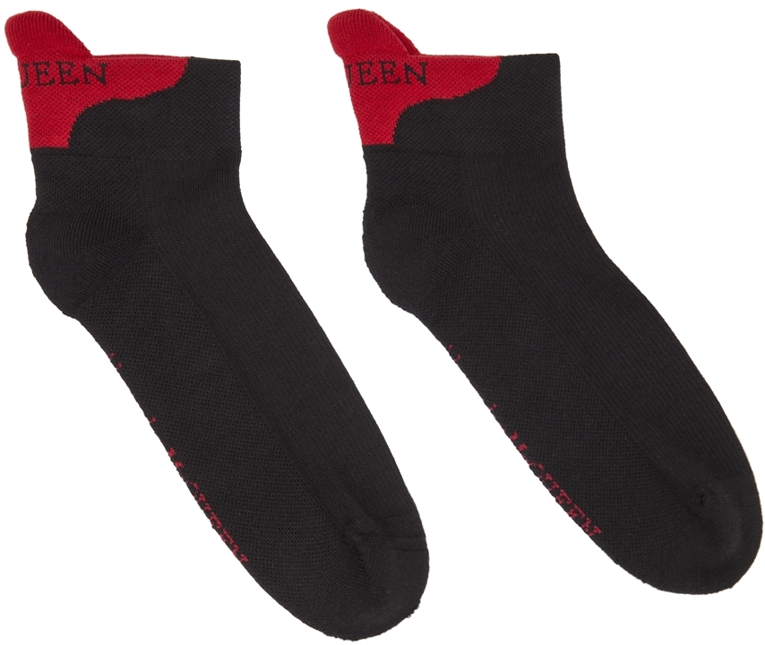 Alexander McQueen Black & Red Signature Short Socks