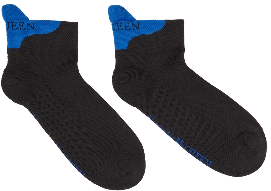 Alexander McQueen Black & Blue Signature Short Socks