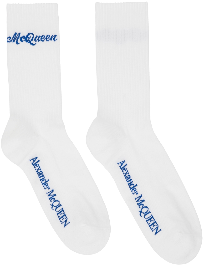 Alexander McQueen White & Blue Americana Socks