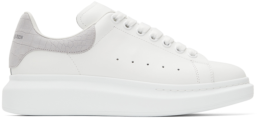 Alexander McQueen: White & Grey Croc Oversized Sneakers | SSENSE