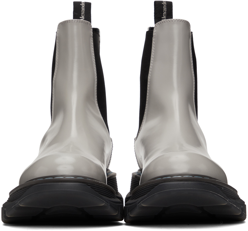 Alexander McQueen Grey Contrast Stitch Tread Chelsea Boots | Smart 