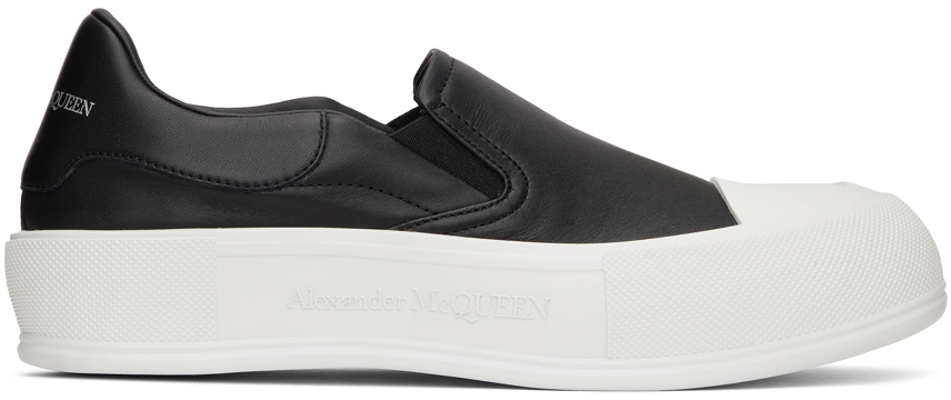 Alexander McQueen Black & White Deck Skate Sneakers