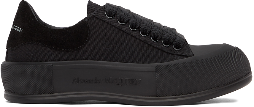 Alexander McQueen: Black Deck Plimsoll Sneakers | SSENSE