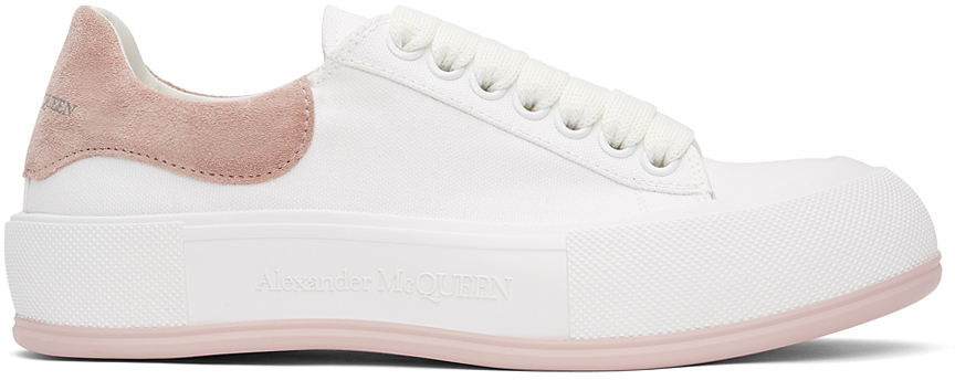 Alexander McQueen White & Pink Deck Plimsoll Sneakers