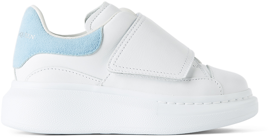 White & Blue Suede Tab Velcro Oversized Sneakers by Alexander McQueen Sale