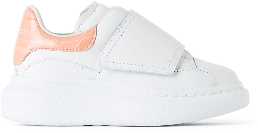 Alexander McQueen Kids White & Pink Croc Tab Velcro Oversized Sneakers