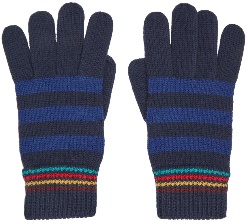 Paul Smith Blue Striped Gloves