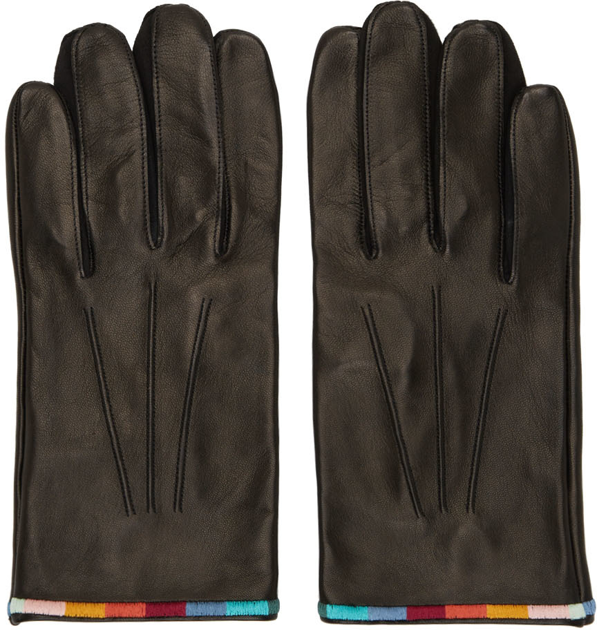 Paul Smith Black Leather Gloves