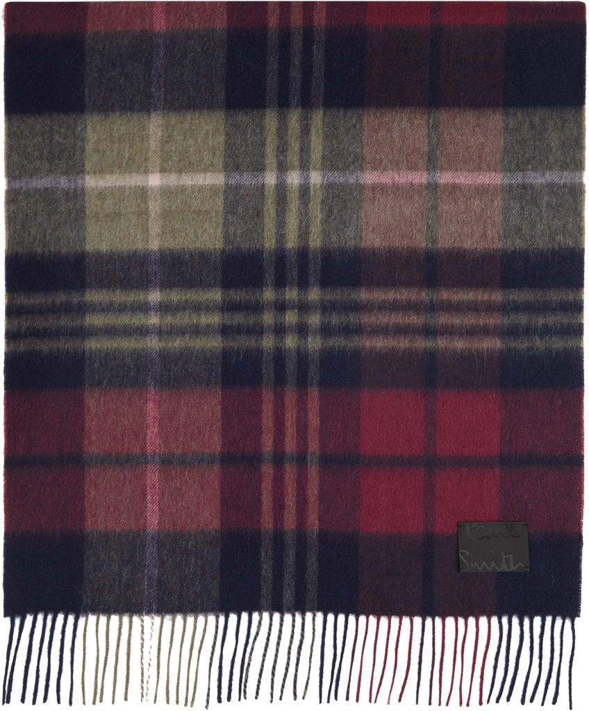 Paul Smith ネイビー & パープル タータン マフラー