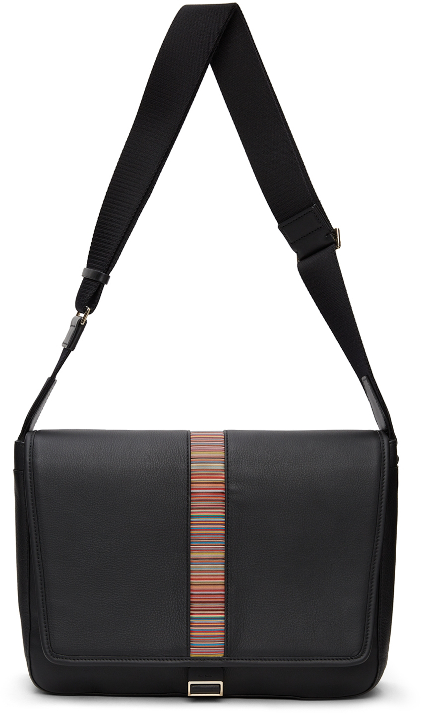 Paul Smith Black Signature Stripe Messenger Bag | Smart Closet