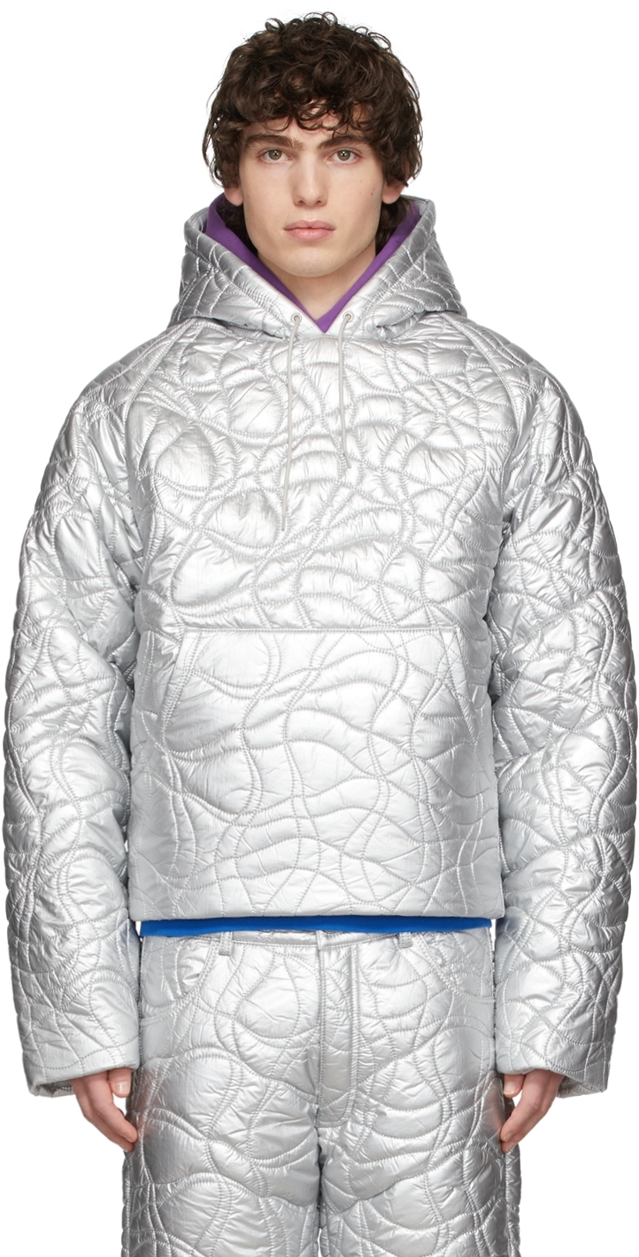 ERL: Silver Hooded Puffer Jacket