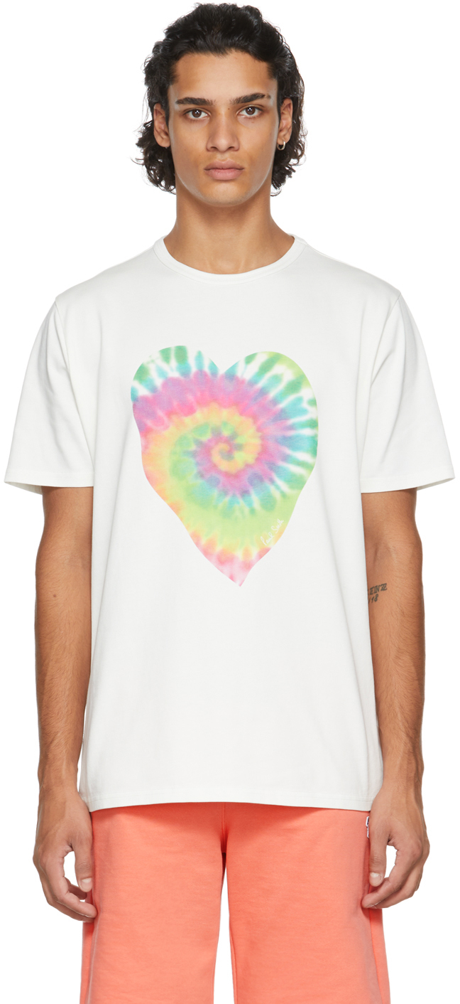Paul Smith: Off-White Tie-Dye Heart T-Shirt | SSENSE