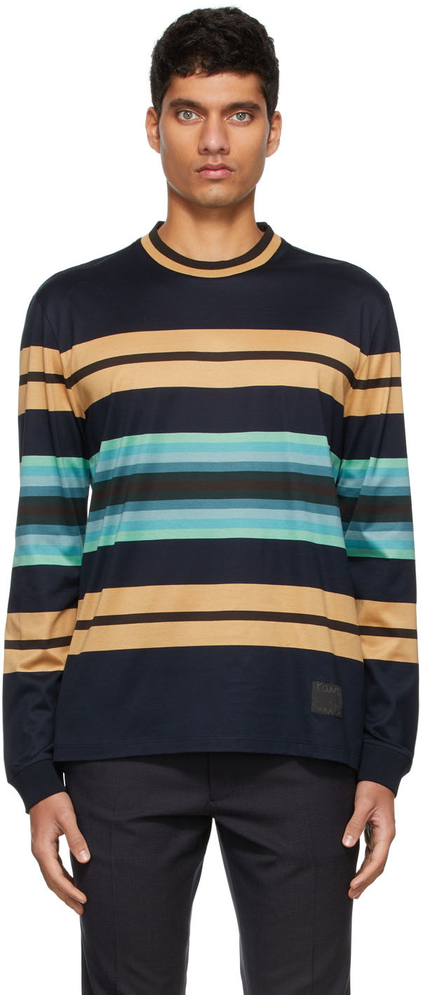 Paul Smith: Navy Degrade Stripe T-Shirt | SSENSE