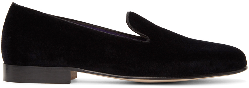 Ralph Lauren Purple Label: Black Velvet Alonzo Loafers | SSENSE