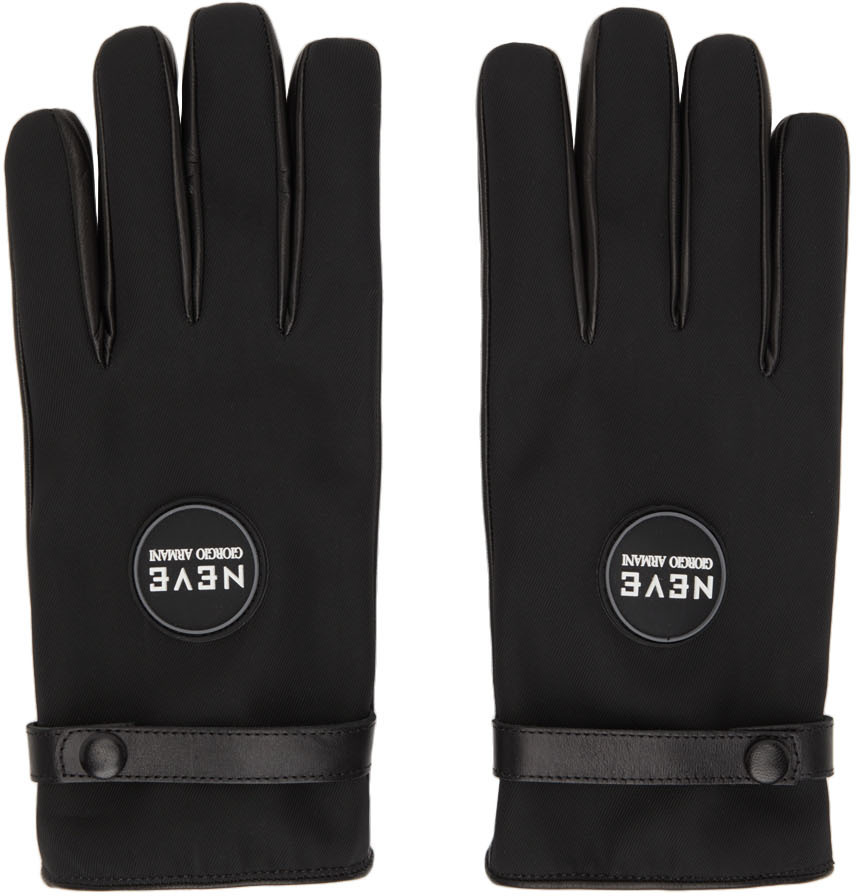 Black Neve Paneled Twill Gloves