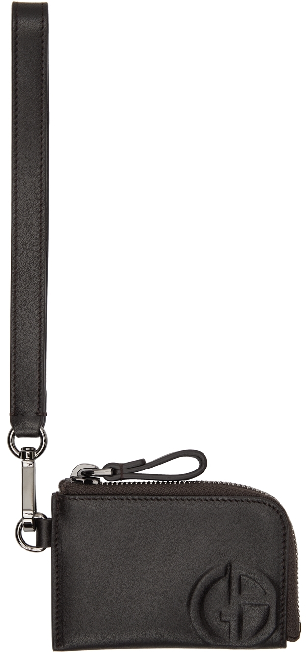Giorgio Armani Brown Zipped Wristlet-Style Card Holder