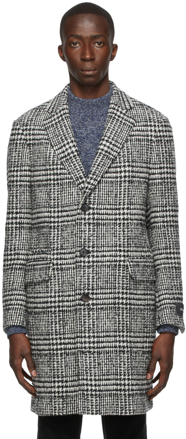 Z Zegna: Wool Tweed Houndstooth Galles Coat | SSENSE