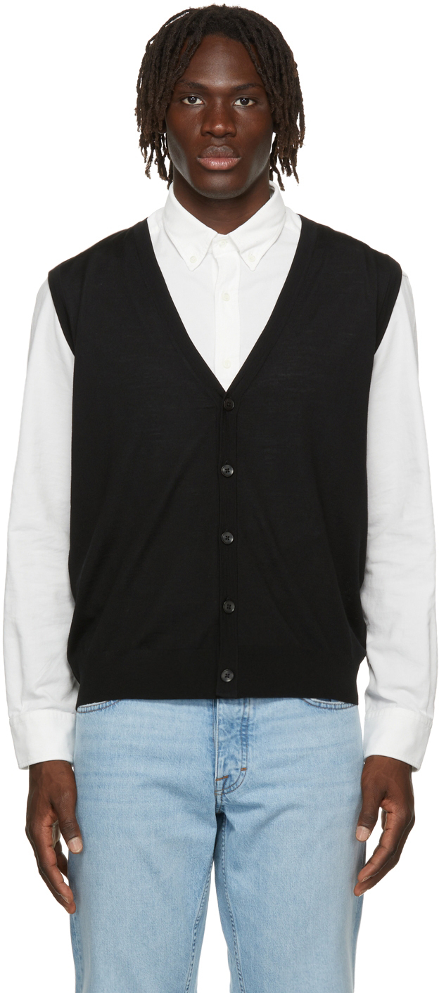 Z Zegna Black Wool Jersey Vest