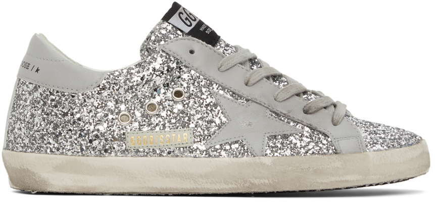 Baby Silver Superstar Glitter Sneakers Ssense Scarpe Sneakers Sneakers con glitter 