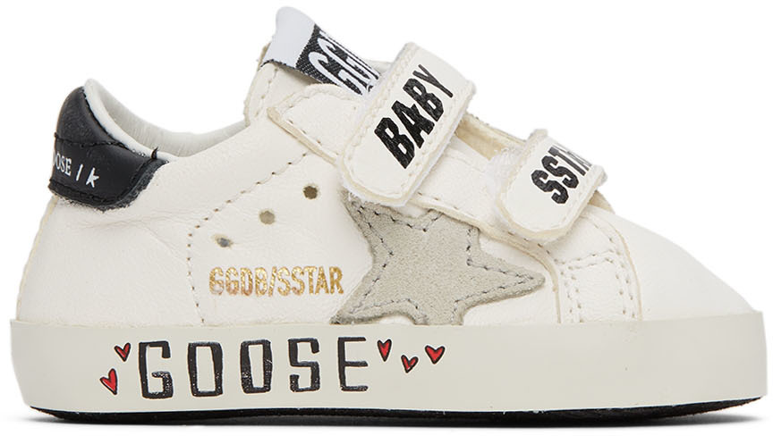 Golden Goose Baby White & Black School Velcro Sneakers