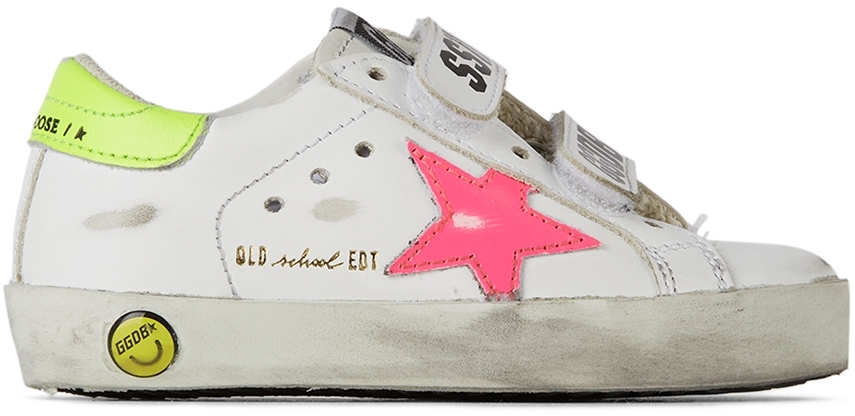 Golden Goose Baby White & Pink Old School Velcro Sneakers