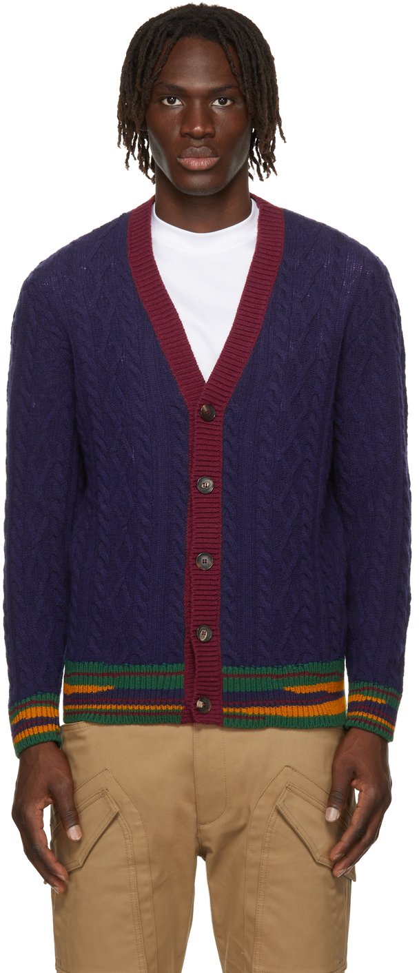 navy cable knit cardigan